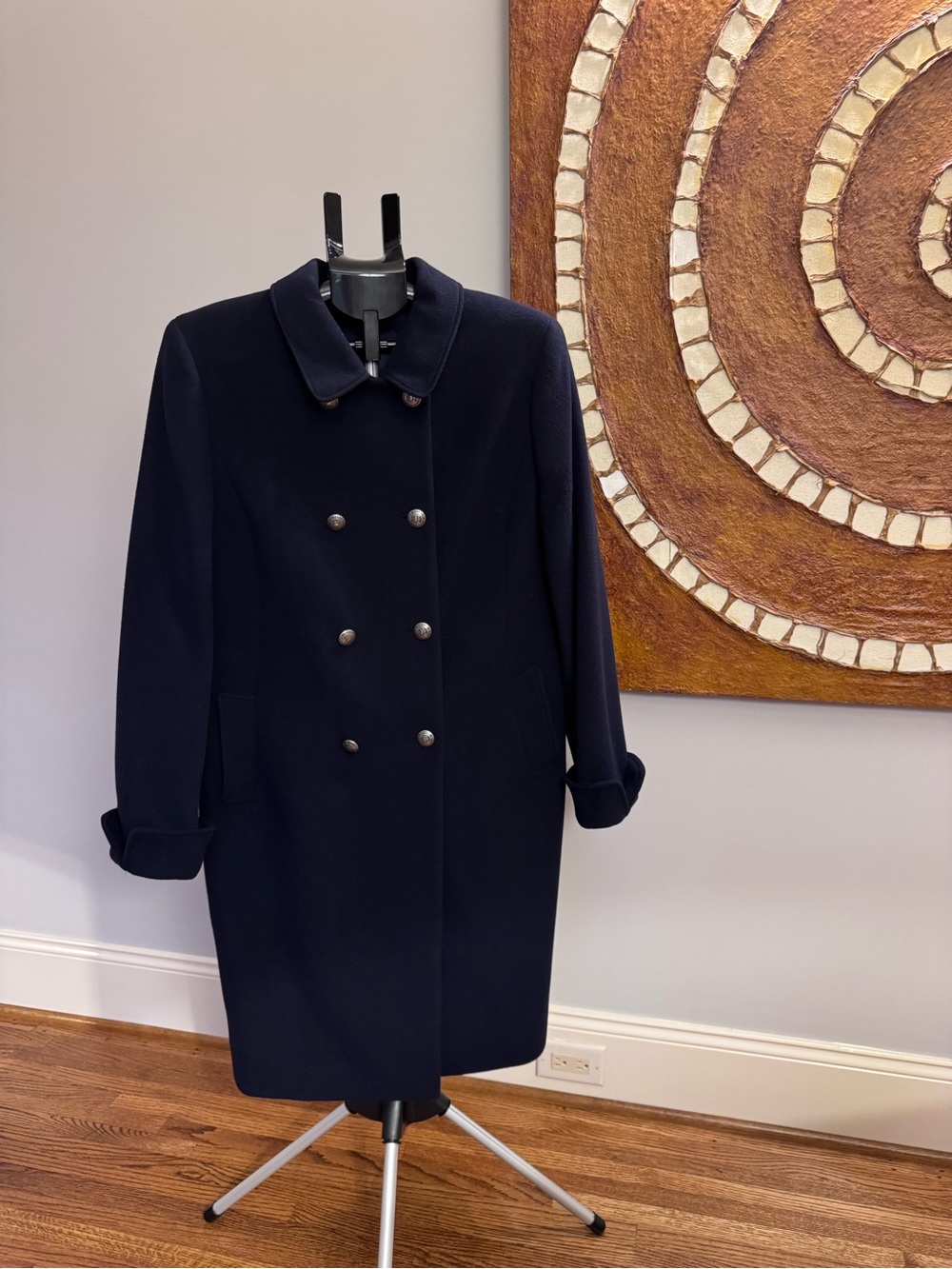 Brooks Brothers Navy Double-Breasted Wool & Cashmere Coat - Size 16